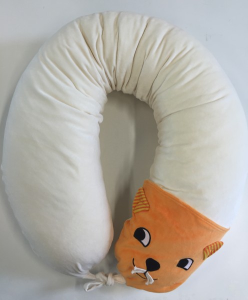 Ersatzbezug Stillkissen Katti Katze orange mit Nestverknüpfung und Wendetasche, natur, 190cm